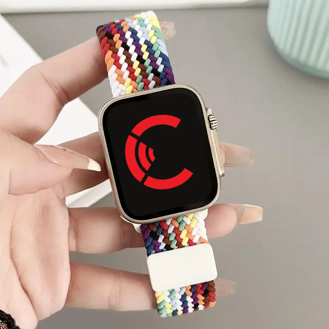 Apple Watch Band Weaving Rainbow Colors White 38/40/41